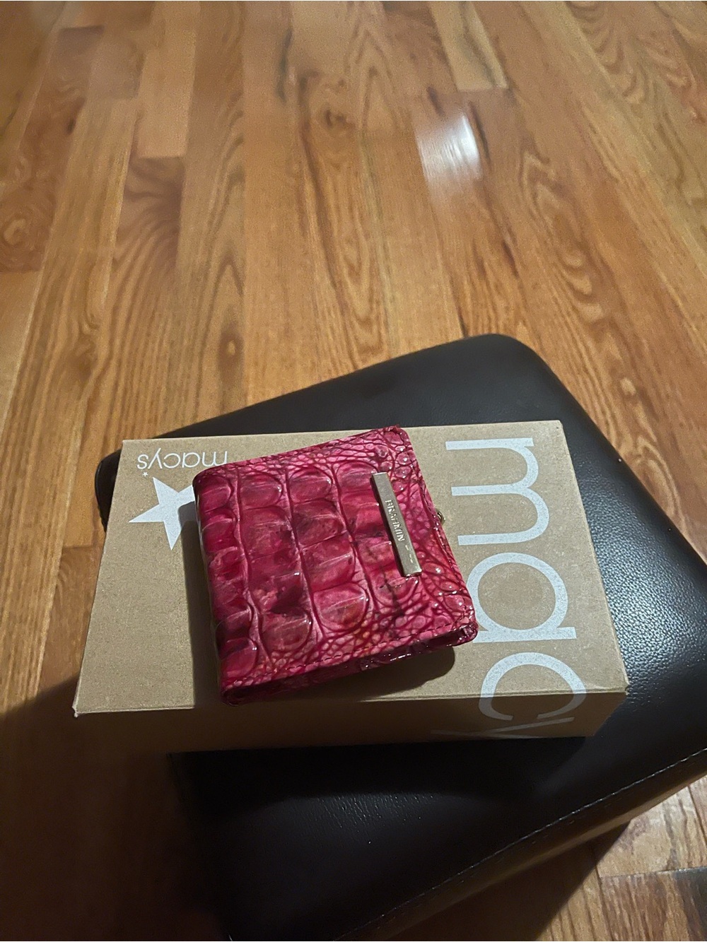 Brahmin Raspberry Croc-Embossed Zip Card Wallet - Picture 4 of 4